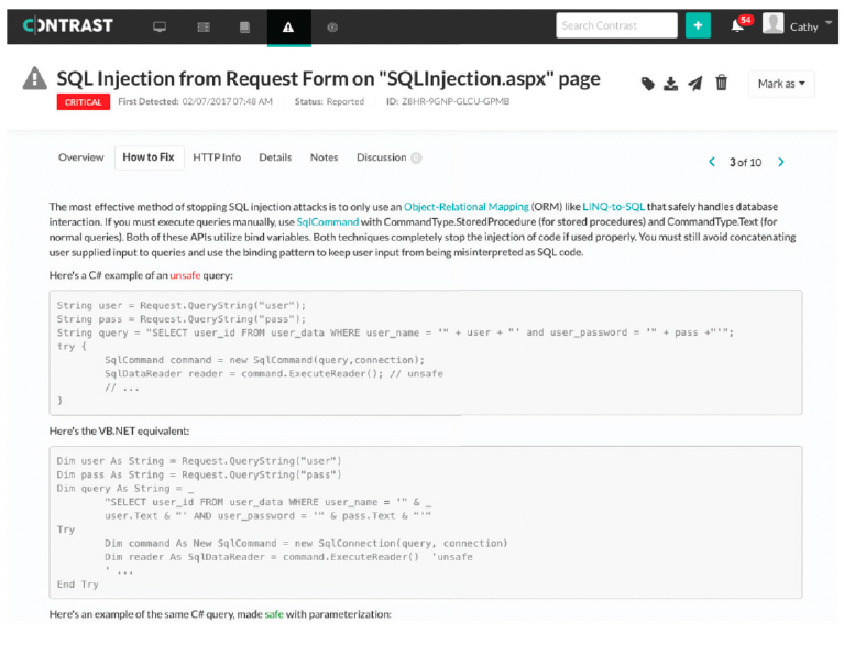 Figure 4. SQL Injection Remediation